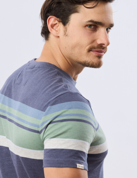 REMERA RAYADA DE ALGODÓN Azul