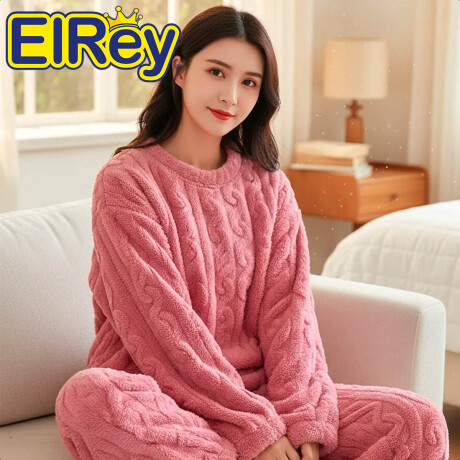 Conjunto Pijama Jogging Peluche Abrigo Buzo Pantalón Rosa