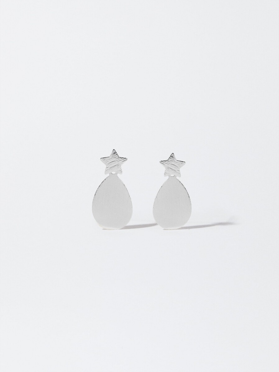 Pendientes Ovalados Con Estrella - plateado 