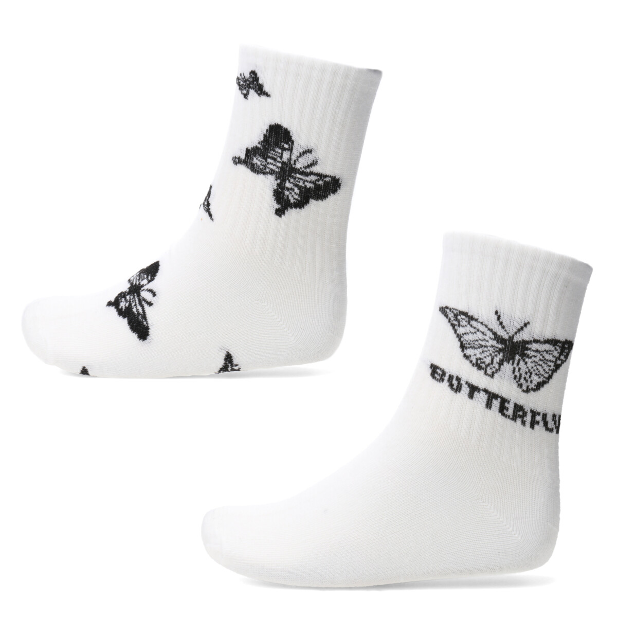 Medias Infantiles N+ Mariposa - Blanco - Negro 