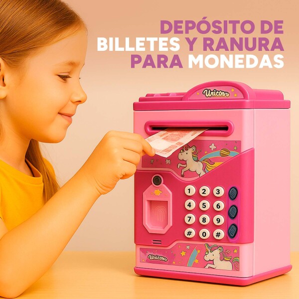 Alcancía Infantil Caja Fuerte Juguete Con Sonido Luces Variante Color Rosa