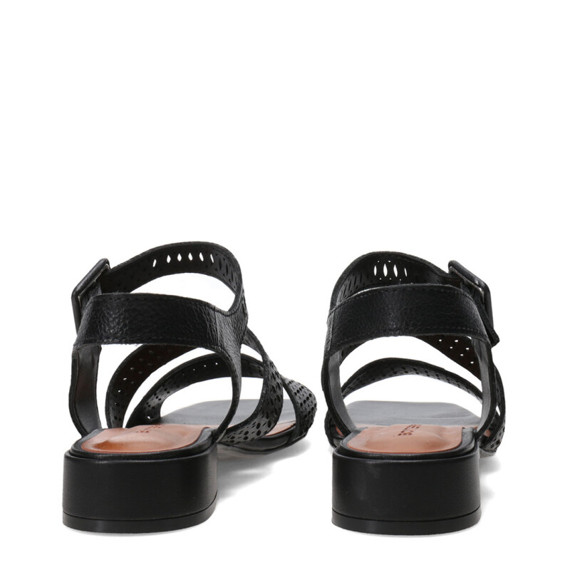 Sandalias de Mujer Bottero Cuero Calado Negro