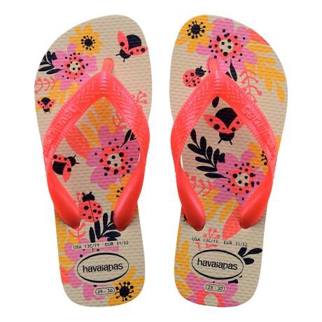 Chancletas Ojotas Havaianas Kids Flores originales Pink Lemon