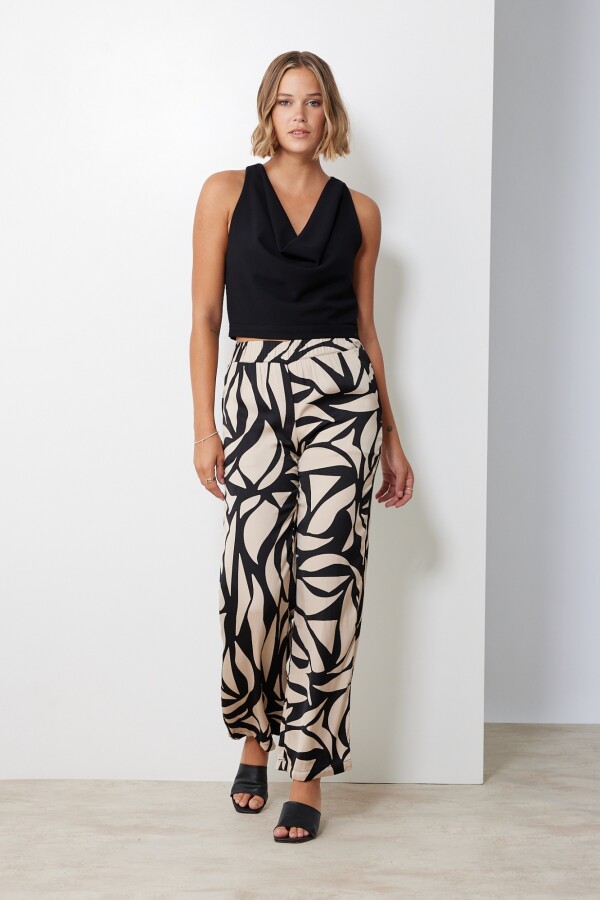 Pantalon Print NEGRO/BEIGE