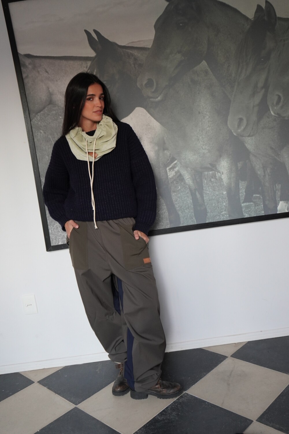 Pantalón Snow Verde Con Azul