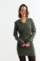 Vestido tejido cuello polo VERDE OLIVA