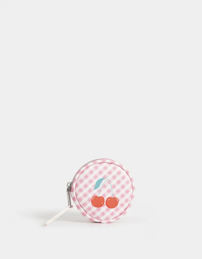 Monederos Estampados Monedero De Cuerina "cherry" - Rosa Viejo