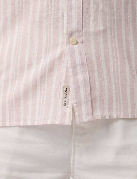 Camisa m/l rayada rosado claro