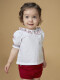 Camisa Cuello Volante Y Bordados Blanco