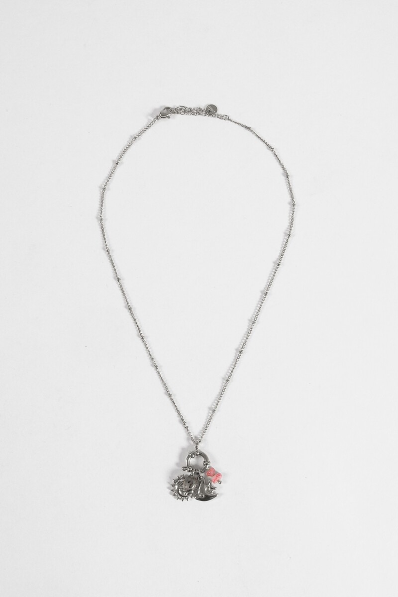 Collar cadena dije sol acero plateado