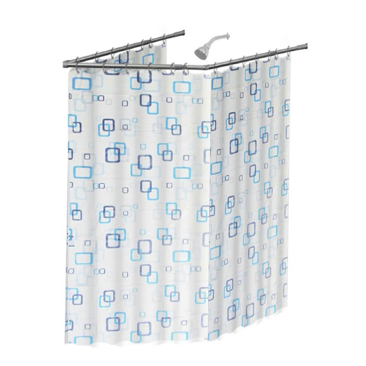 Barrote para Cortina Baño con Codos Encastrable 3 Tramos - Plateado 