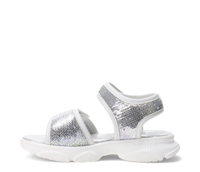 Sandalia SHINE con lentejuelas y velcro Silver