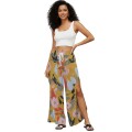 Pantalón Palazzo Elastizado Estampado con Abertura M10