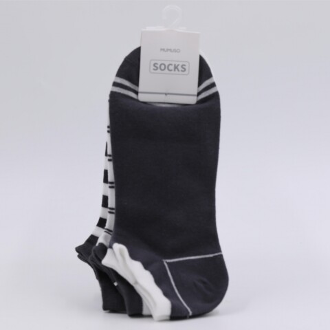 CALCETINES BAJOS DE RAYAS PARA HOMBRE (3 PARES/GRIS) CALCETINES BAJOS DE RAYAS PARA HOMBRE (3 PARES/GRIS)