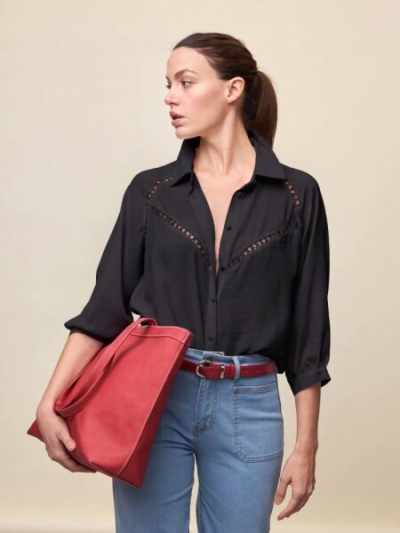 CAMISA ALLIE CASTELLO M.3/4 NEGRO