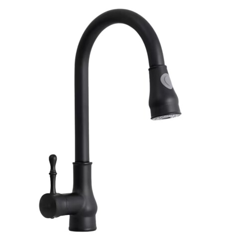 Grifería de cocina Monocomando de mesada extensible Vintage Negro Mate Grifería De Cocina Monocomando De Mesada Extensible Vintage Negro Mate