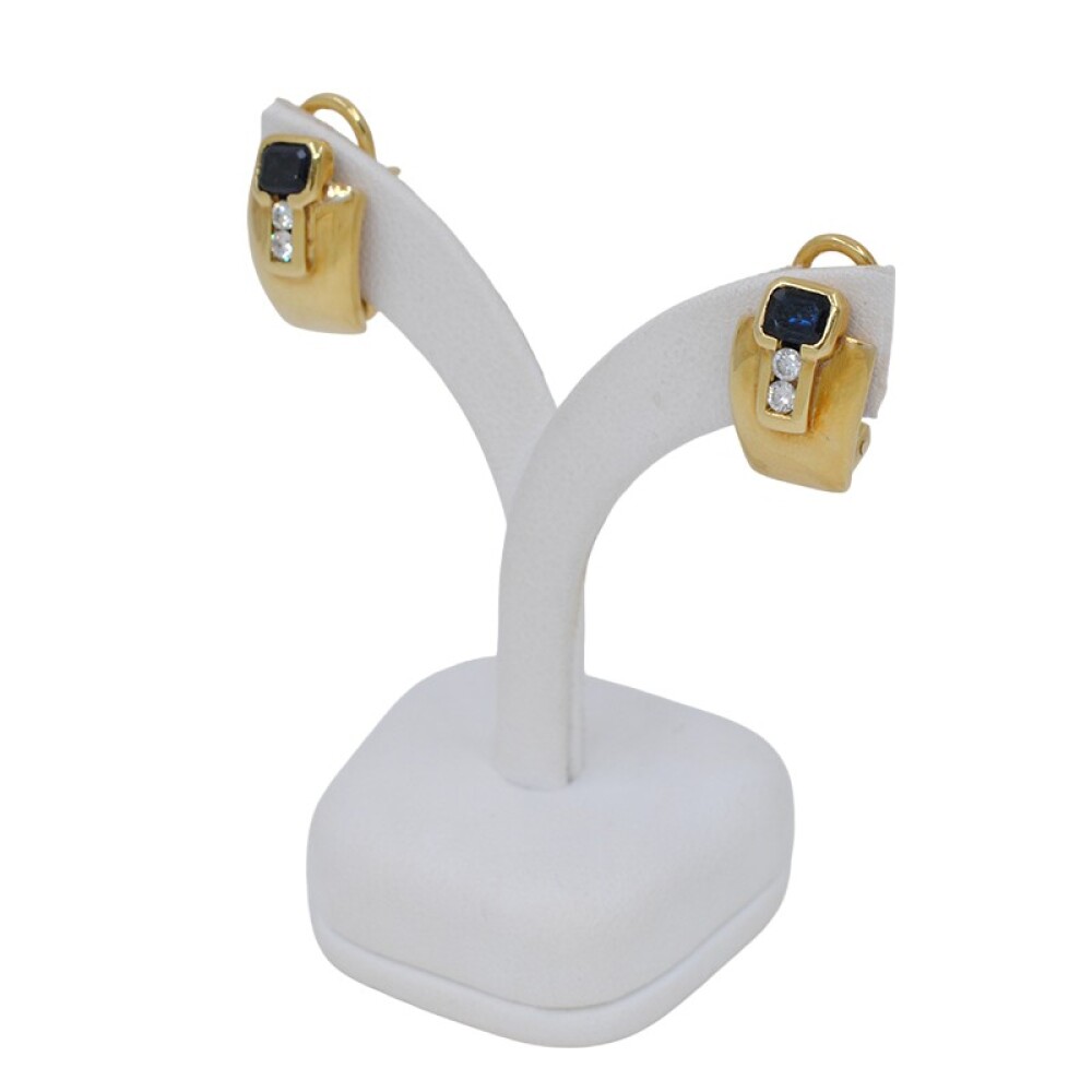 Caravanas En Oro 18K, Brillantes Y Zafiros Caravanas En Oro 18K, Brillantes Y Zafiros