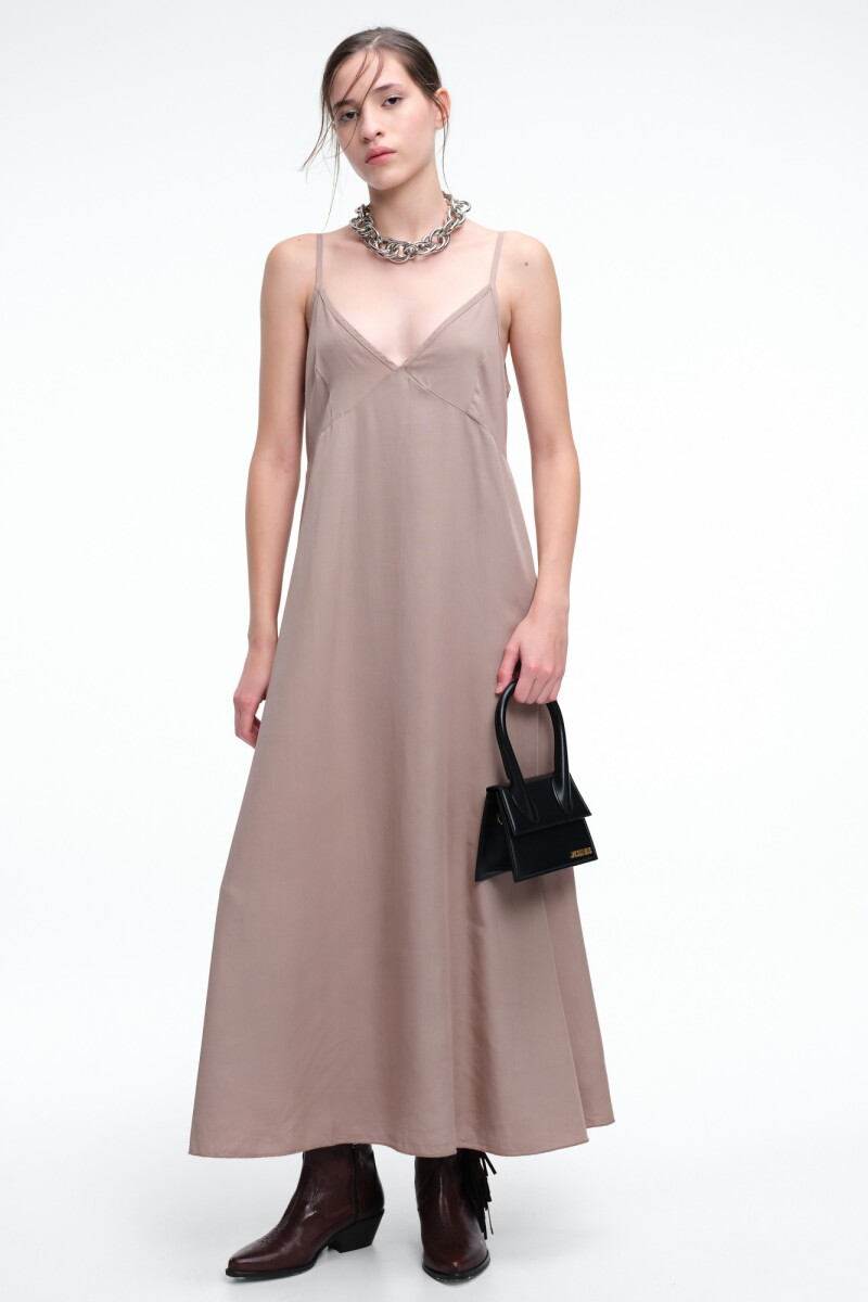 VESTIDO LARGO Beige