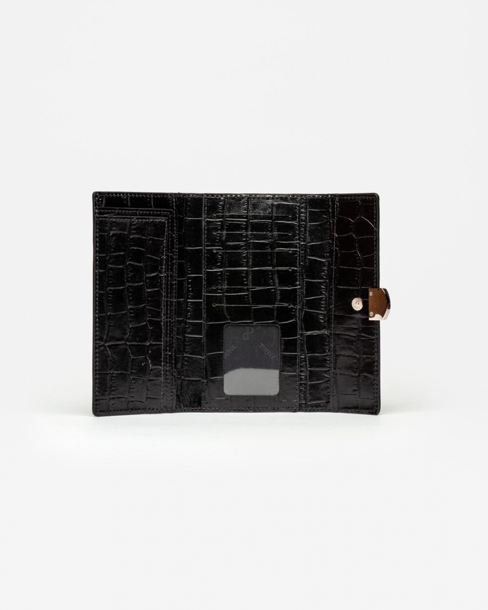 Billetera Dalia en cuero grabado Croco Negro