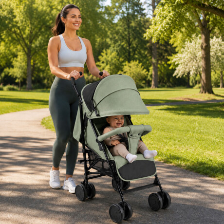 Coche Paraguitas Bebe Reclinable Plegable Compacto 8 Ruedas Verde Claro