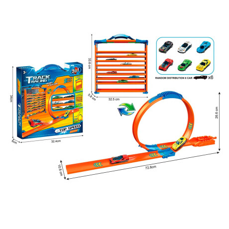 Set Pista De Autitos Metal X6 Loop Lanzador Estuche Set Pista De Autitos Metal X6 Loop Lanzador Estuche
