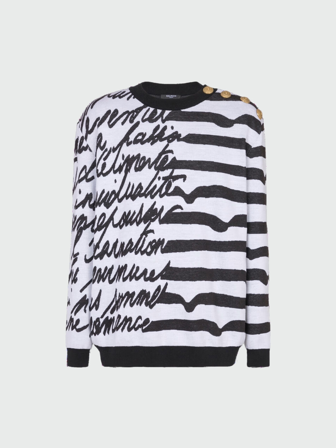 Balmain - Buzo de Jersey de punto a rayas "Love Letter" Blanco