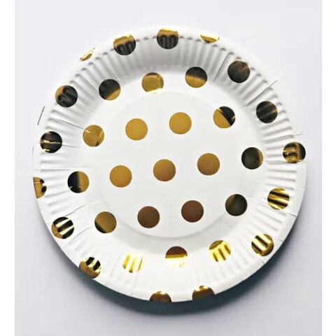 Plato Blanco con Lunares Dorados Plato Blanco con Lunares Dorados