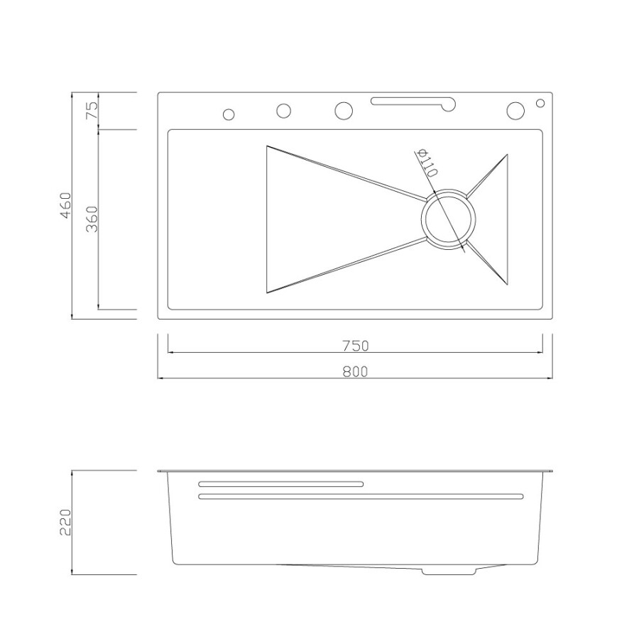 Pileta Simple 80 x 46 con Griferia y Accesorios Black Pileta Simple 80 x 46 con Griferia y Accesorios Black
