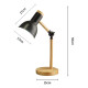 Lampara De Escritorio Portatil Nordica Madera Y Metal Negro
