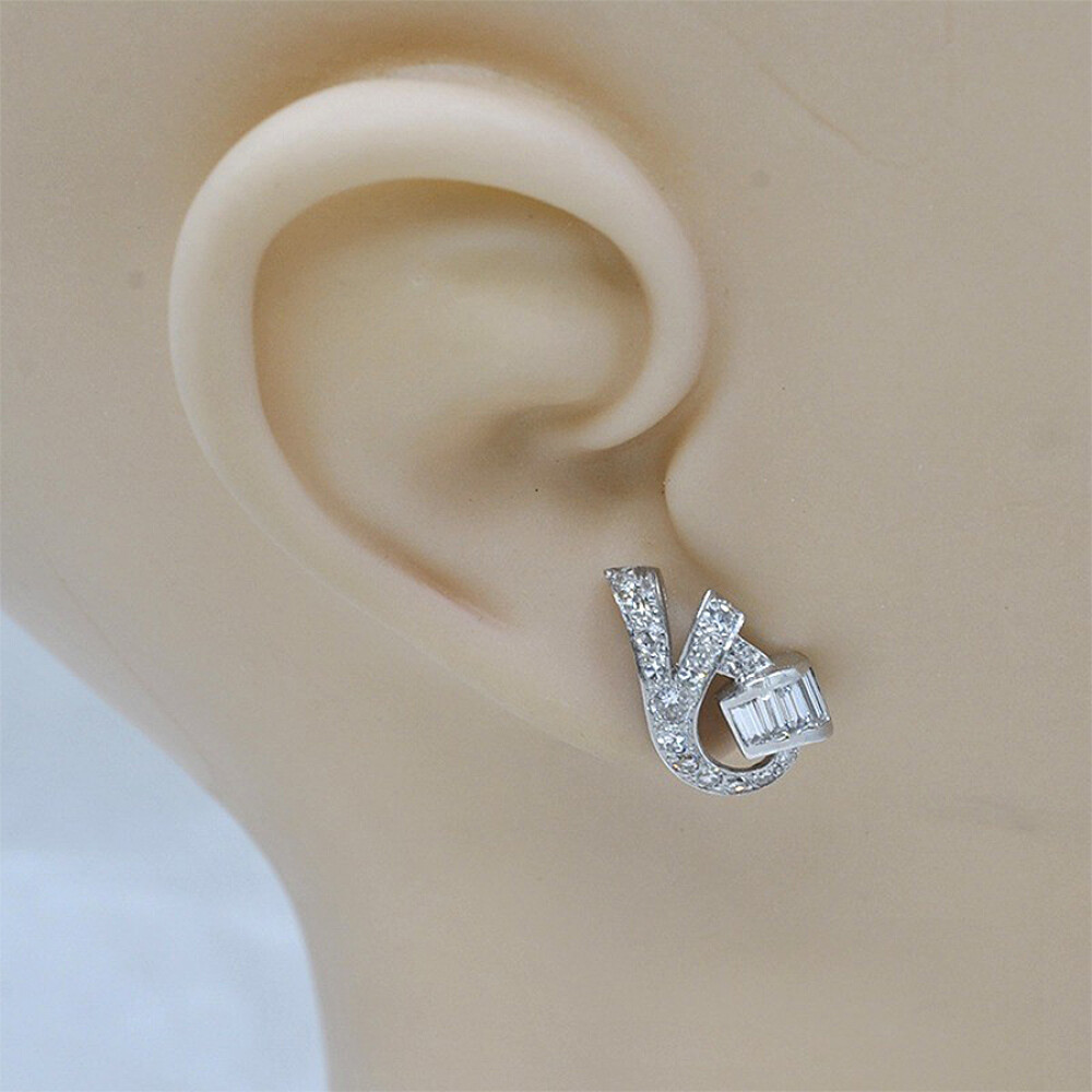 Caravanas En Oro 18K Blanco Con Brillantes Caravanas En Oro 18K Blanco Con Brillantes