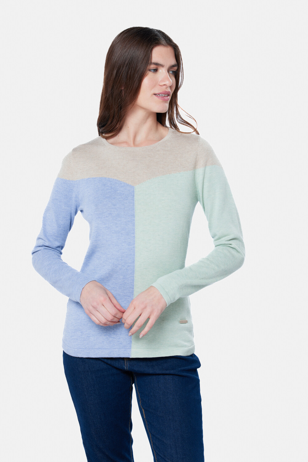 BUZO TEJIDO COMBINADO Beige