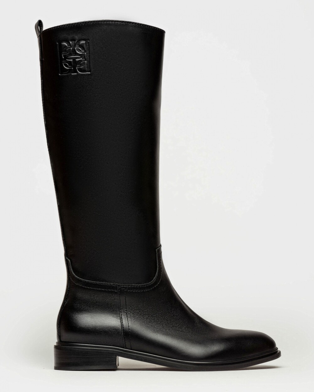 Bota caña alta New ascot en cuero vaqueta Negro