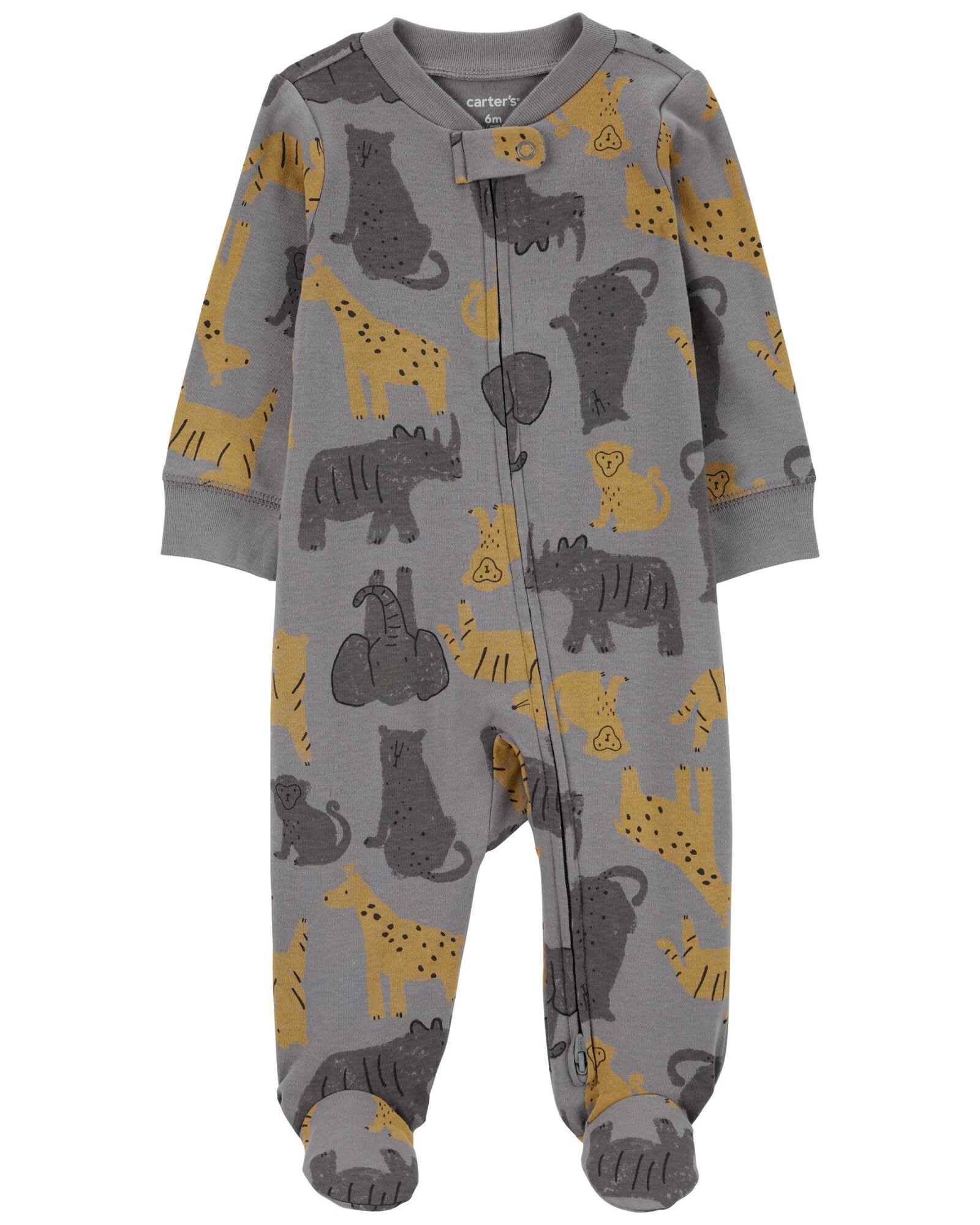 Pijama una pieza de algodón, con pie, diseño safari Sin color