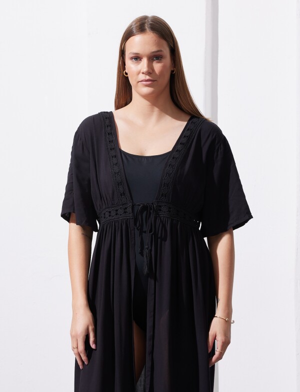 Kaftan Broderie NEGRO