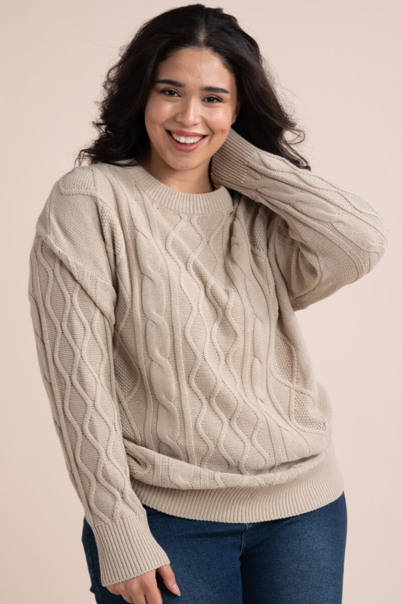 Sweater tejido con ochos Beige melange