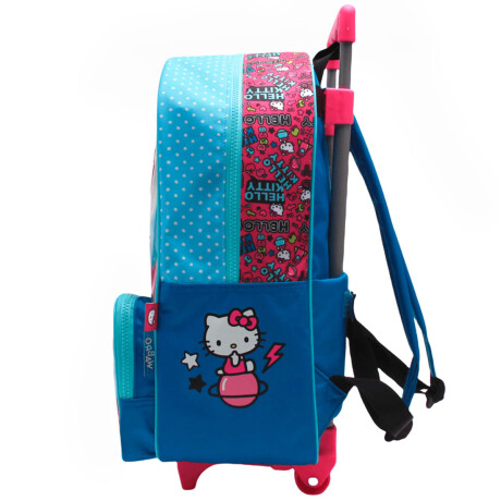 Mochila Infantil Hello Kitty C/carro 40cm Rueditas Celeste
