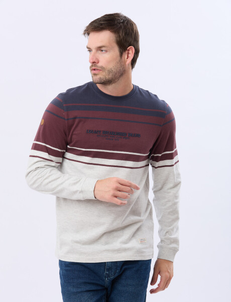 REMERA RAYADA BORDADA Azul