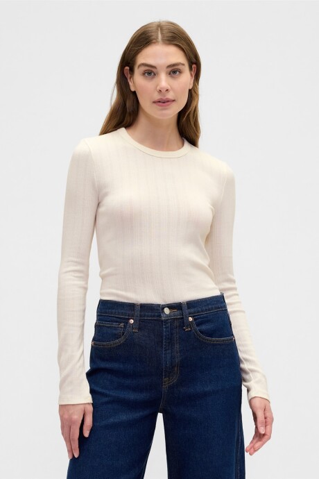 Remera Rib Mujer Ivory Frost