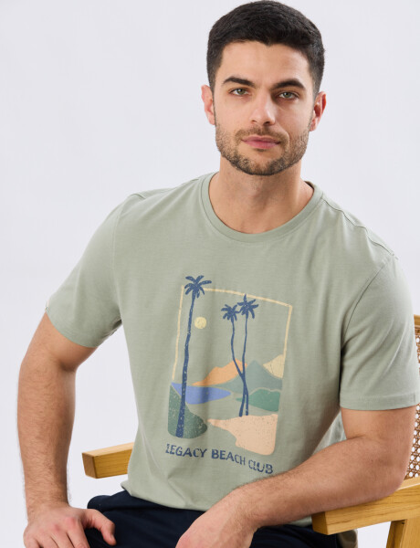 REMERA ESTAMPADA DE ALGODÓN Pistacho