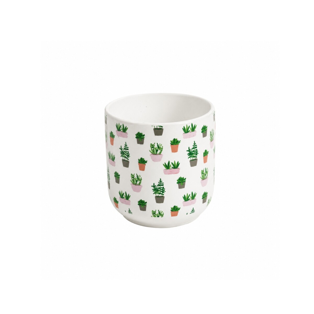 MACETA CERAMICA ESTAMPA PLANTAS 