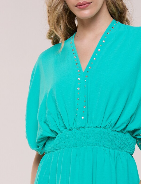 Vestido Maxi Con Tachas VERDE