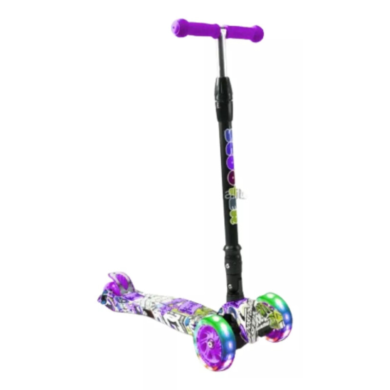 Monopatín Piccoly 3 Ruedas Para Niños Ajustable Con Luces Violeta