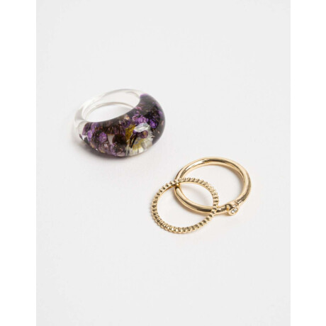 Sets Anillos Flores atrapadas Dorado
