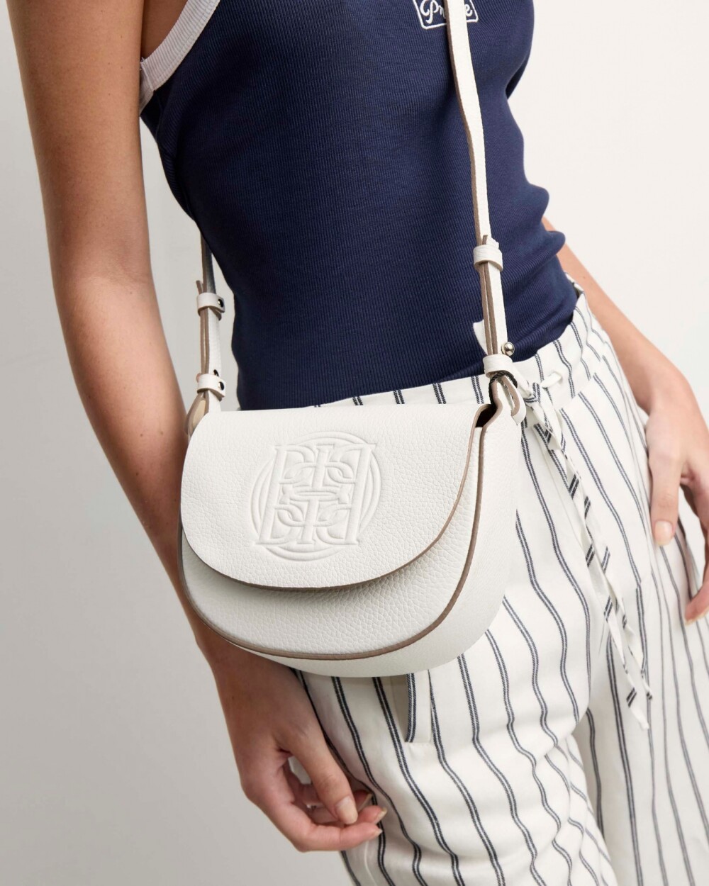 Mini bag Aura en cuero graneado Blanco