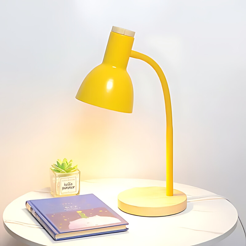 2 X Lampara De Escritorio Portatil Nordica Madera Vintage Amarillo