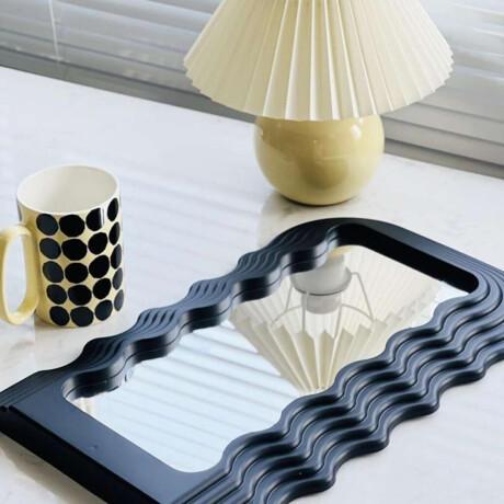 Espejo de tocador con marco en forma de ondas Negro