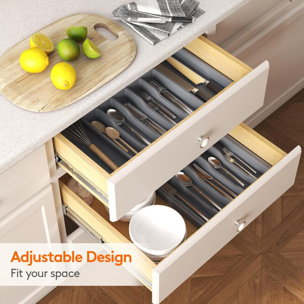 Organizador Cubiertos Extensible Cajon Utensilios Cubiertero IMBACK Gris Organizador Cubiertos Extensible Cajon Utensilios Cubiertero IMBACK Gris
