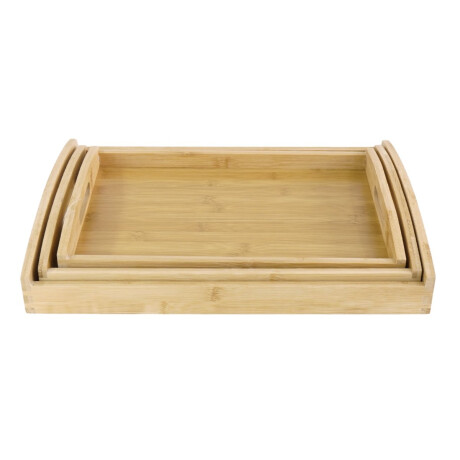 Set de 3 bandejas de bamboo Set de 3 bandejas de bamboo