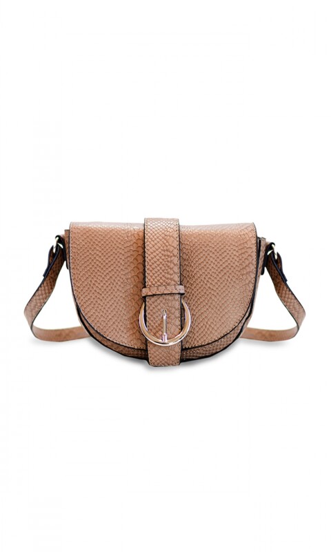BANDOLERA LYON REPTIL ALMENDRA