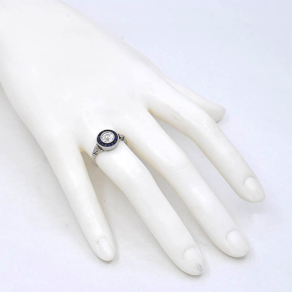 Anillo Platino, Brillantes Y Zafiros Sinteticos Anillo Platino, Brillantes Y Zafiros Sinteticos